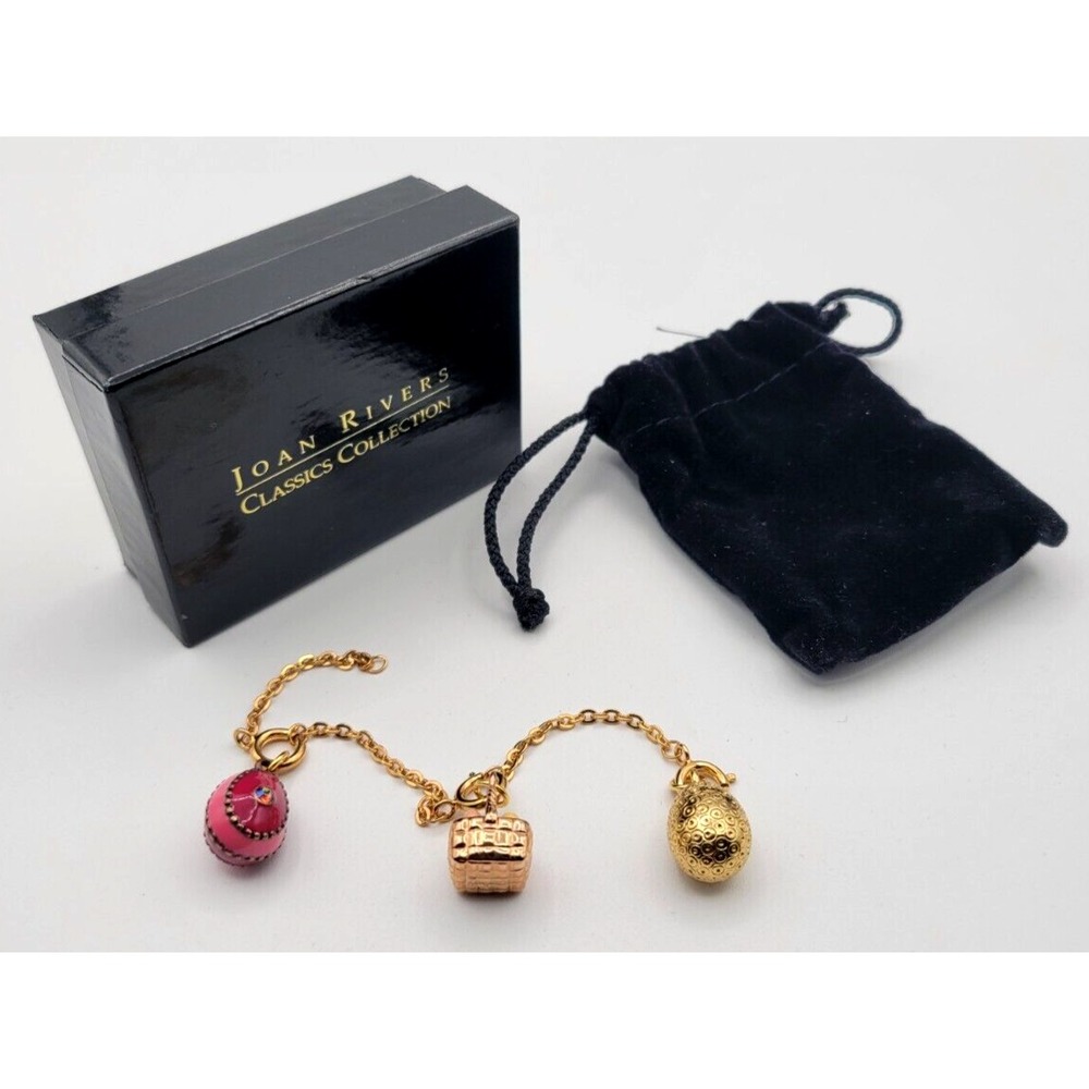 JOAN RIVERS CLASSIC COLLECTION ENAMEL CHARMS EXTENDER Easter Egg Basket‎ Golden
